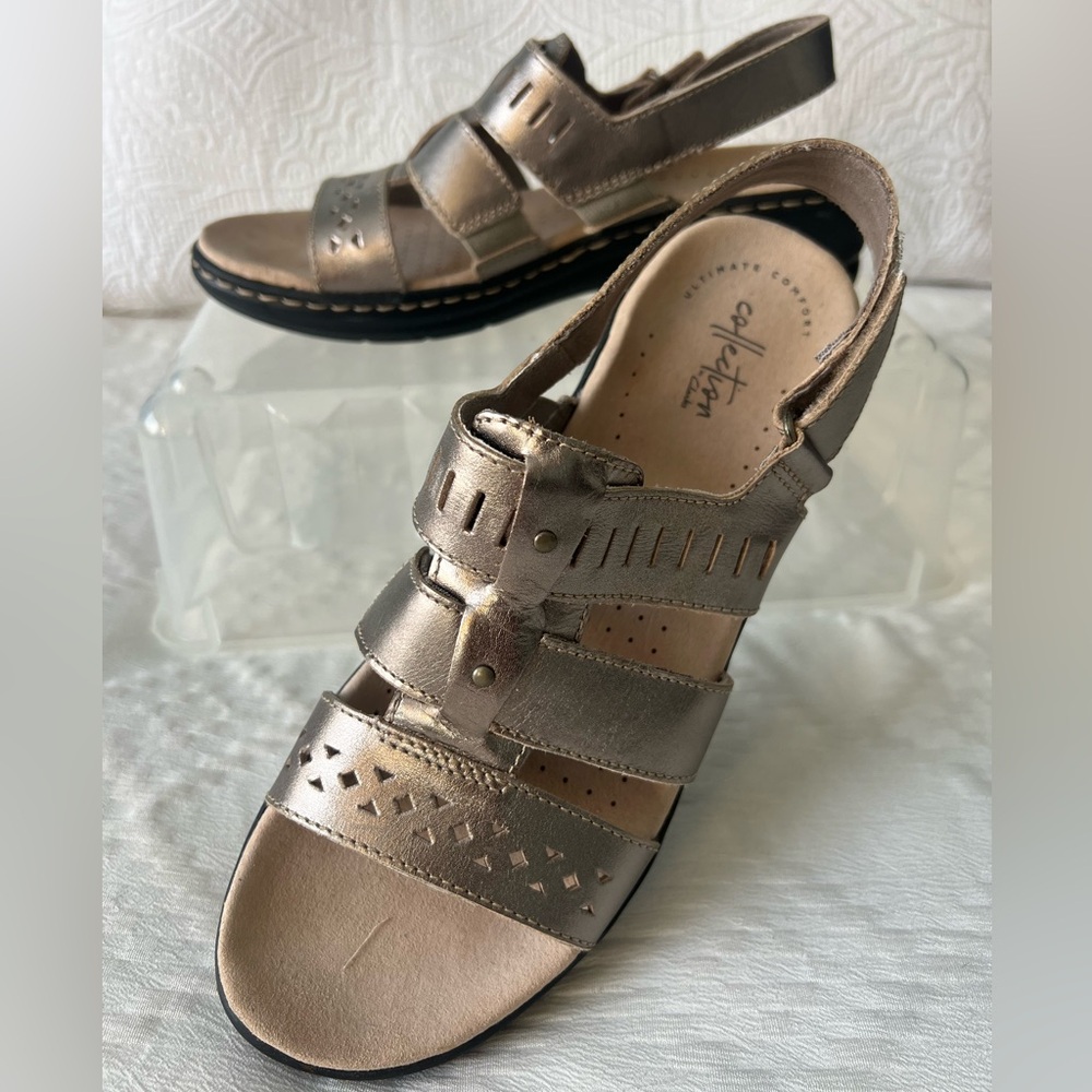 Clark’s Metallic Pewter Ultimate Comfort Shoes W Size 8.5